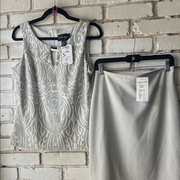 frank Lyman Silver Skirt Set two piece silver metallic - Picture 2 of 10